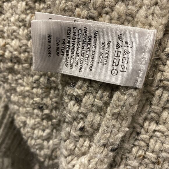 Cynthia Rowley Sz Large Marl Wool  Open Front Long Cardigan Sweater Front Pocket - Picture 7 of 7